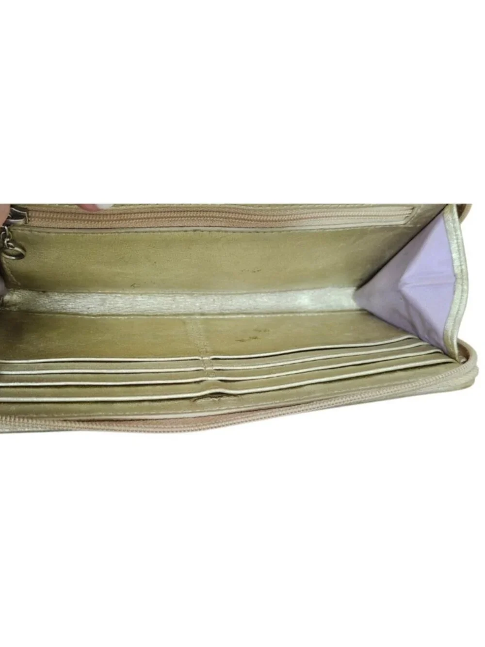 Vintage Coach Signature Zip Around Wristlet Wallet Beige Gold Monogram Clutch